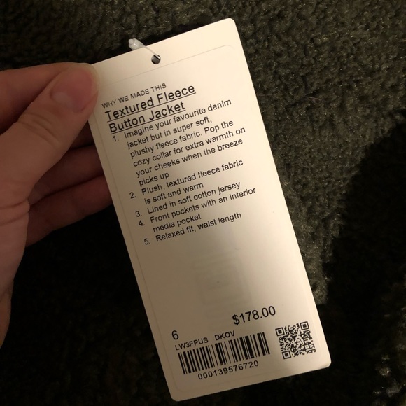 Lululemon Textured Fleece Button Up Jacket - Dark Olive - Picture 3 of 3